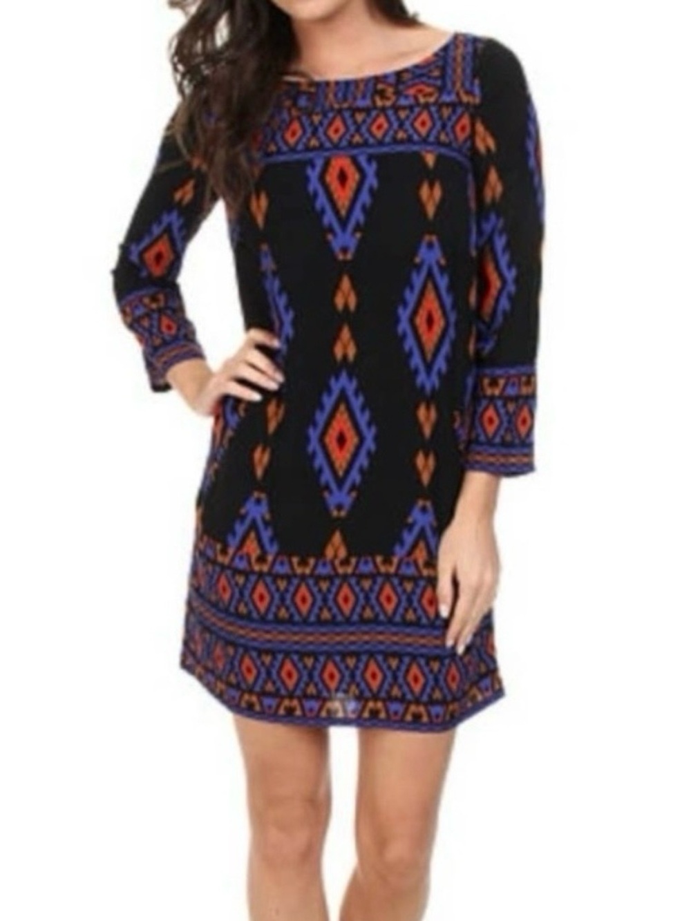 Lucky Brand Black Aztec Print Shift Boho
Western Dress with pockets size S